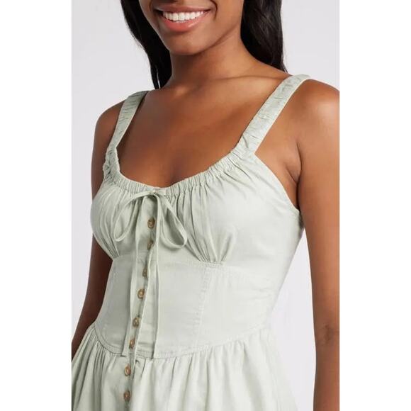 BDG Azealia Button Front Cotton Minidress Ruched Cups Size XS Y2K Cottagecore - Picture 13 of 13